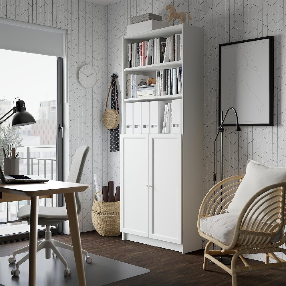 IKEA BILLY / OXBERG Bücherregal mit Türen weiß 80x30x202 cm Jubiläumsangebot