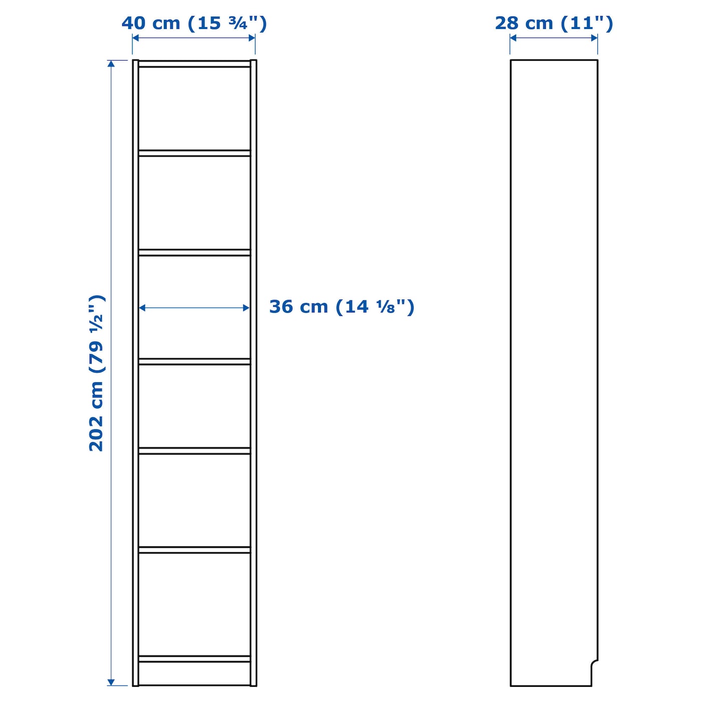 IKEA BILLY Bücherregal weiß 40x28x202 cm Online Outlet