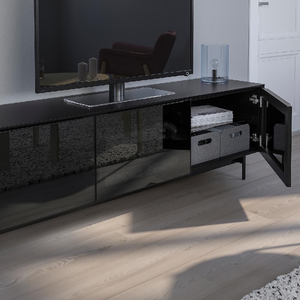 IKEA RANNÄS TV-Bank mit Türen schwarz/schwarz Glas 178x42 cm Bestseller