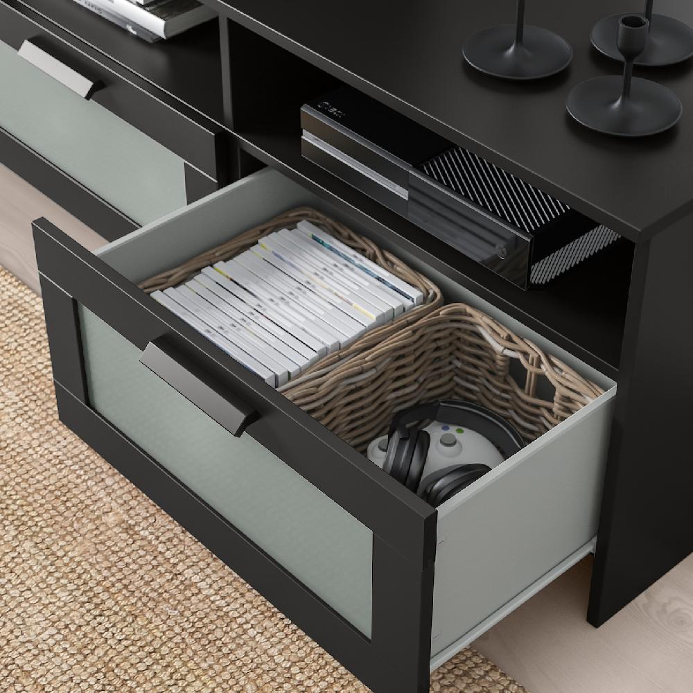 IKEA BRIMNES TV-Komb. mit Vitrinentüren schwarz 320x41x190 cm Räumungsverkauf