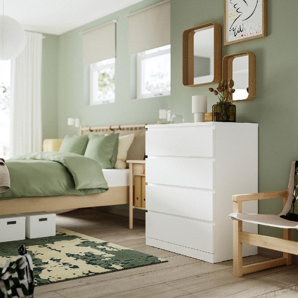 IKEA MALM Kommode mit 4 Schubladen weiß 80x100 cm Tiefpreis