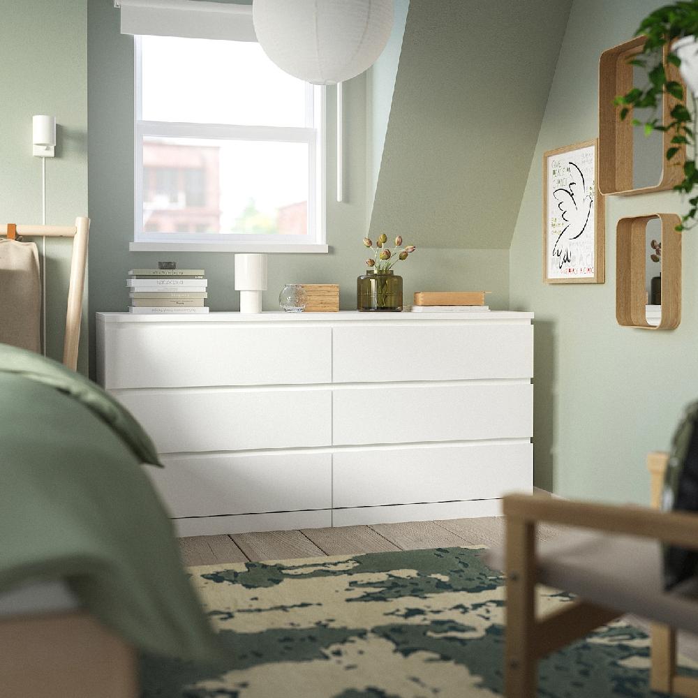 IKEA MALM Kommode mit 6 Schubladen weiß 160x78 cm Super Sparpreis