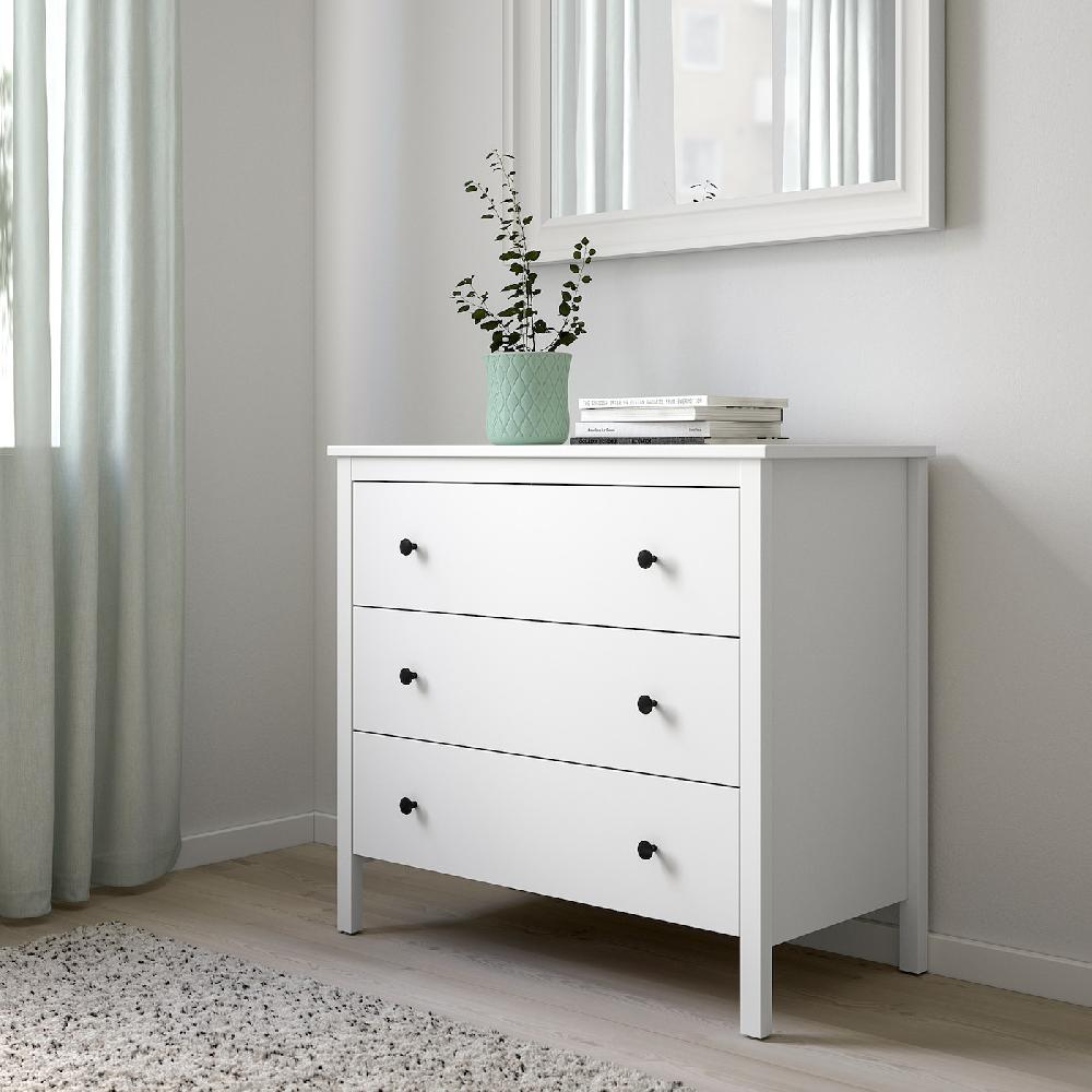 IKEA KOPPANG Kommode mit 3 Schubladen weiß 90x83 cm Kostenlose Rückgabe
