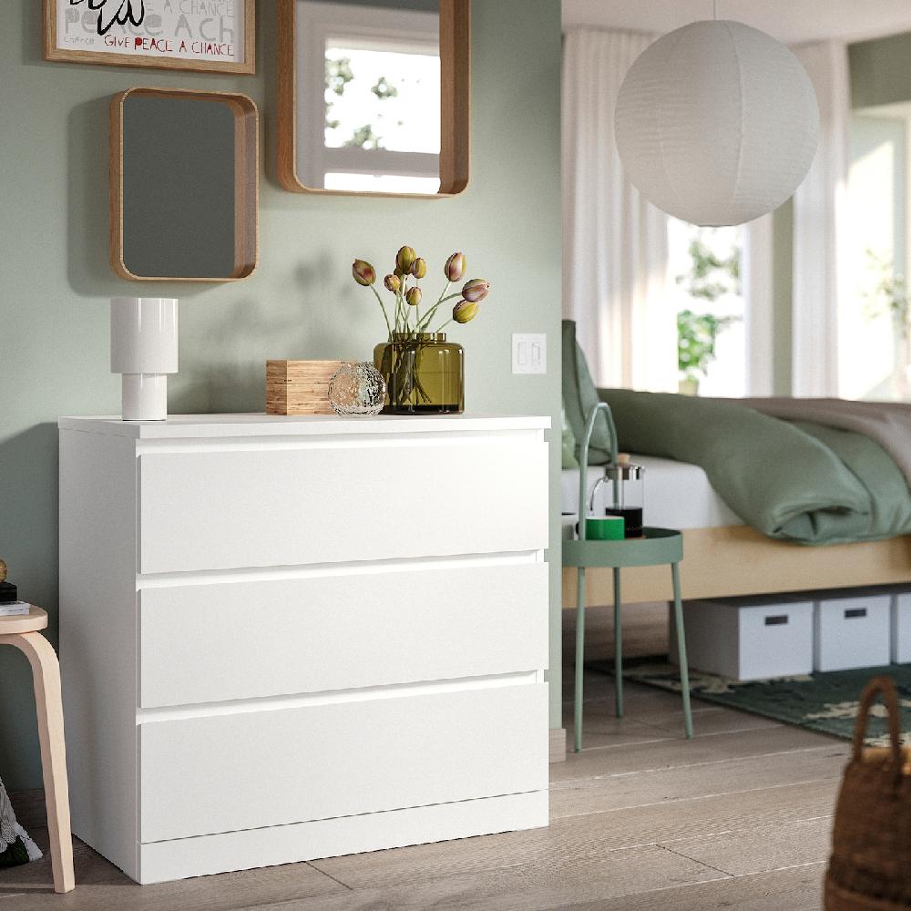 IKEA MALM Kommode mit 3 Schubladen weiß 80x78 cm Begrenzte Freigabe