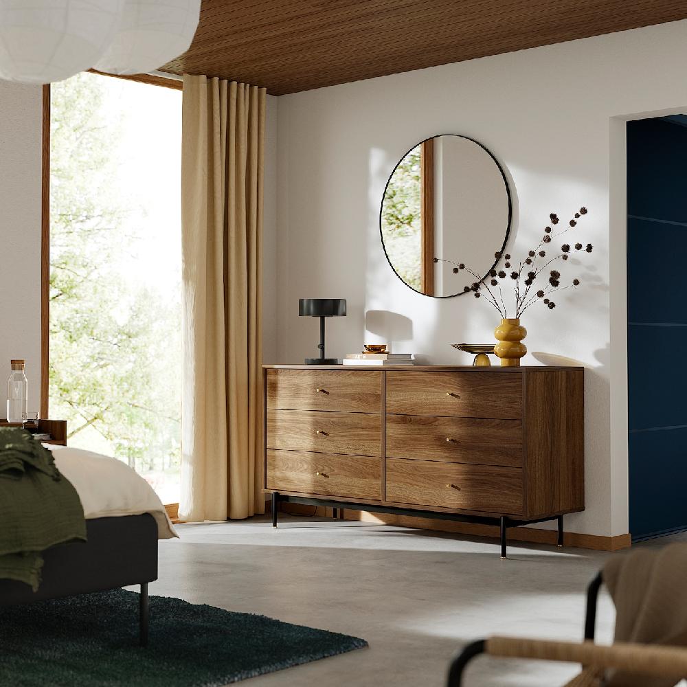 IKEA RÅDMANSÖ Kommode mit 6 Schubladen braun Nussbaumnachbildung 159x48x81 cm Letzte 3 Tage