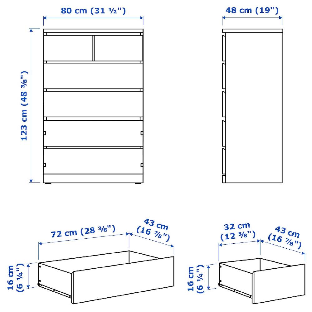 IKEA MALM Kommode mit 6 Schubladen weiß 80x123 cm JETZT KAUFEN