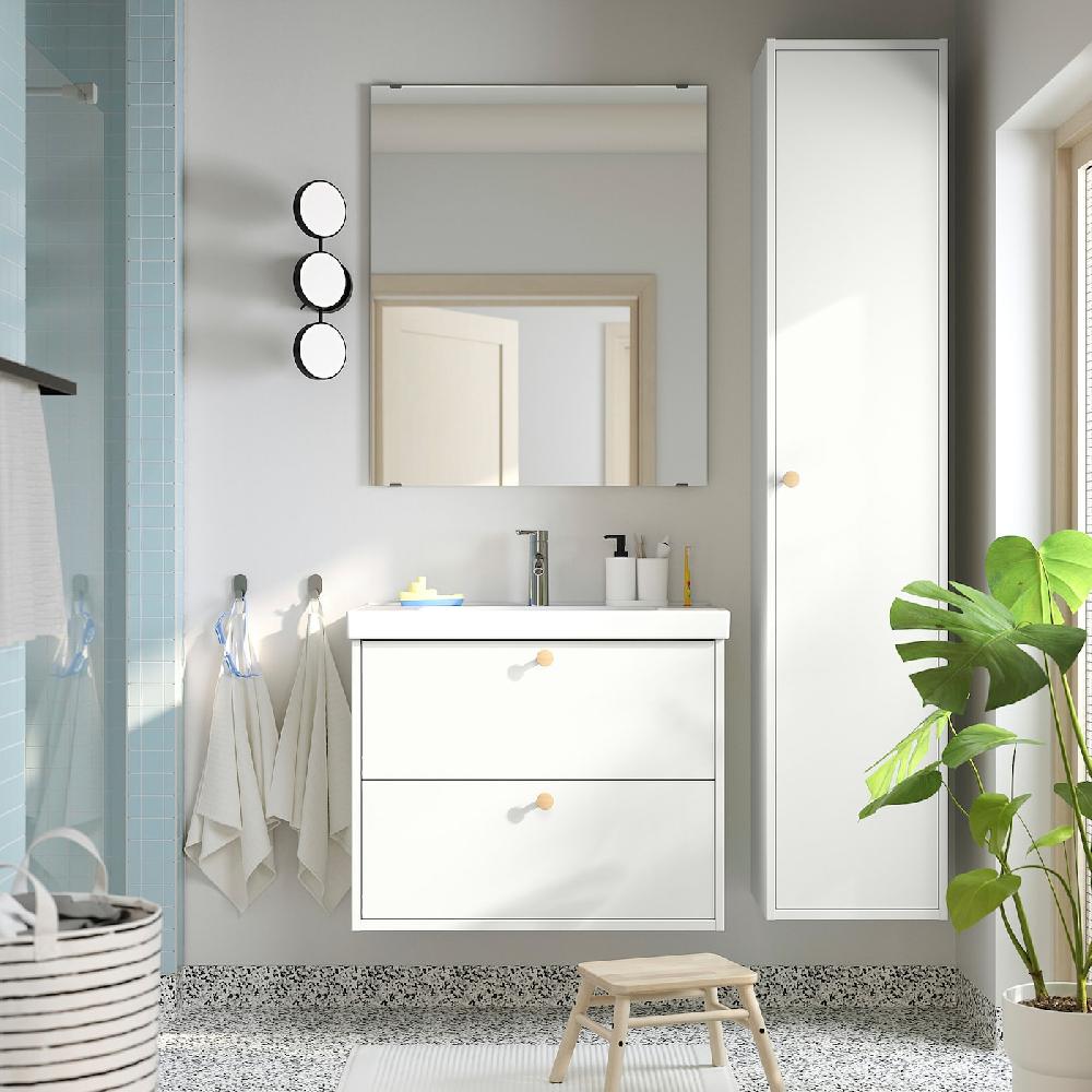 IKEA HAVBÄCK / ORRSJÖN Waschbschr+Schubladen/Waschb/Mibatt weiß 82x49x69 cm Kostenloser Versand international