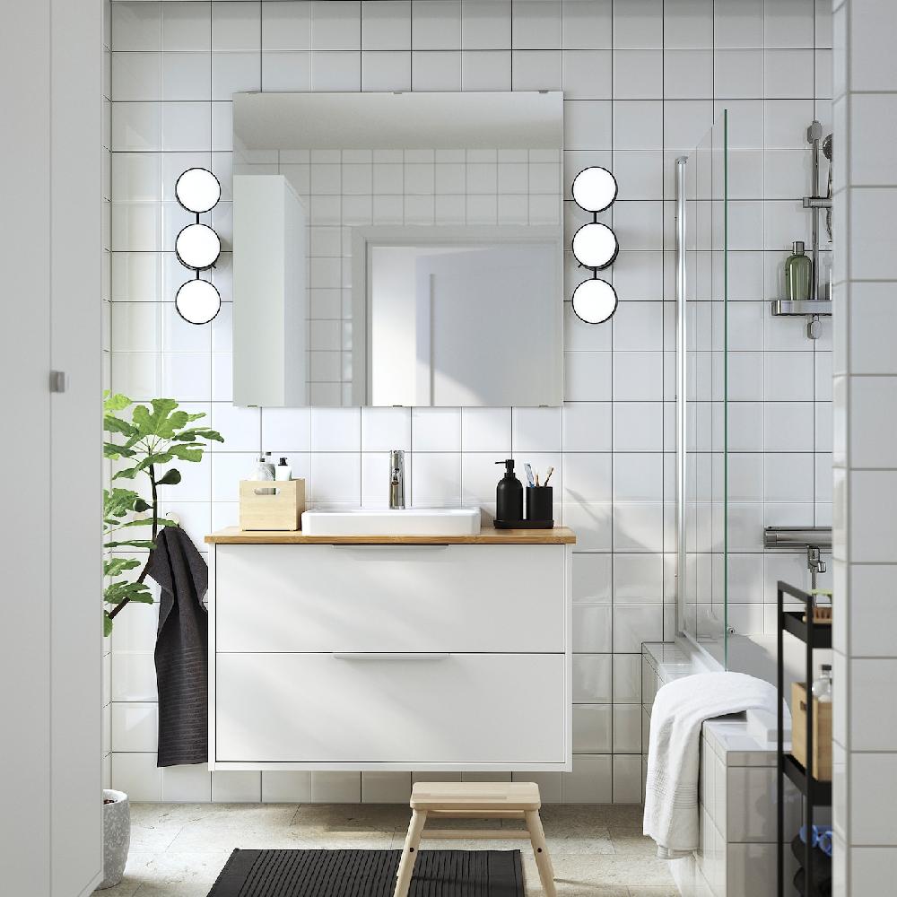 IKEA HAVBÄCK / ORRSJÖN Waschbschr+Schubladen/Waschb/Mibatt weiß/Bambus 102x49x71 cm Speichern exportieren