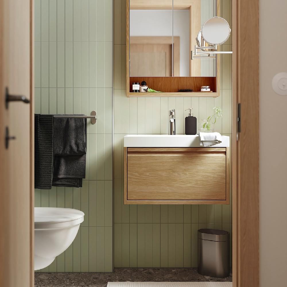 IKEA ÄNGSJÖN / BACKSJÖN Waschbschr+Schublade/Waschb/Mischba Eichenachbildung 60x48x39 cm 50% Rabatt für begrenzte Zeit