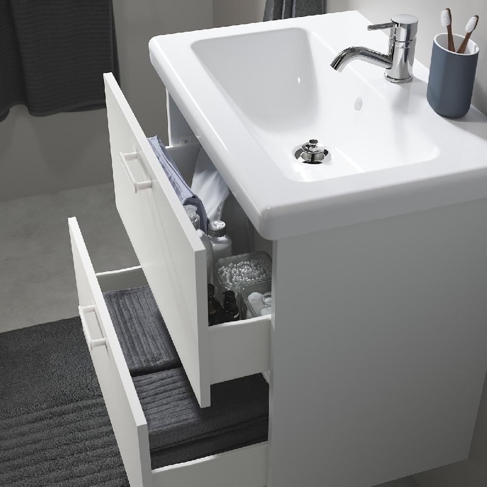 IKEA ENHET / TVÄLLEN Waschbschr+Schubladen/Waschb/Mibatt weiß 64x43x65 cm Online