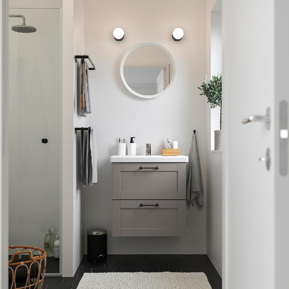 IKEA ENHET / TVÄLLEN Waschbschr+Schubladen/Waschb/Mibatt grau Rahmen/grau 64x43x65 cm Auslauf