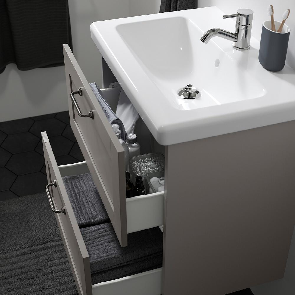IKEA ENHET / TVÄLLEN Waschbschr+Schubladen/Waschb/Mibatt grau Rahmen/grau 64x43x65 cm Auslauf