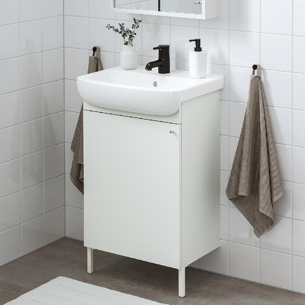 IKEA NYSJÖN / BJÖRKÅN Waschbeckschr+Tür/Waschb/Mischbat weiß 54x40x98 cm Schlussverkauf