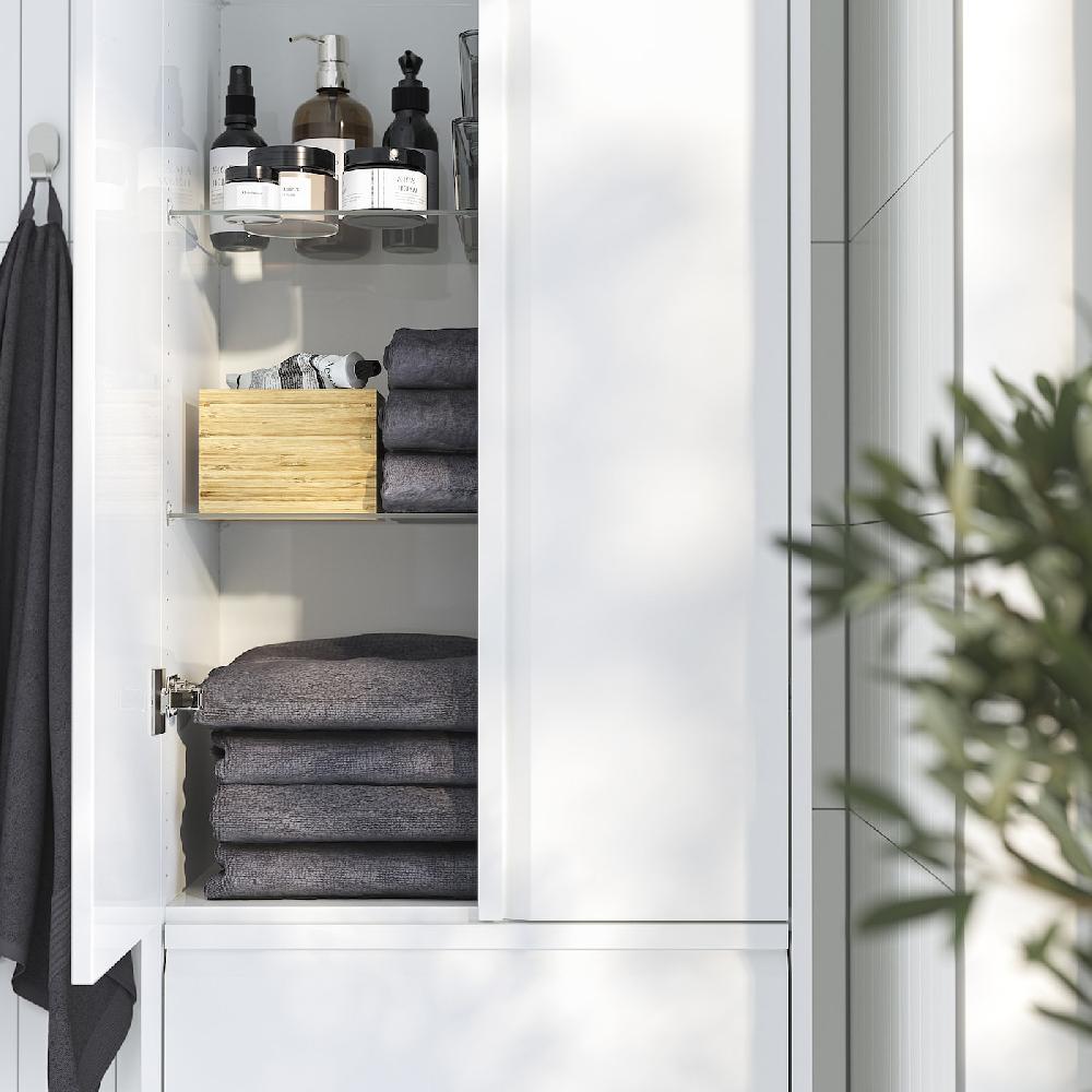 IKEA ÄNGSJÖN Hochschrank mit Türen/Schubladen Hochglanz weiß 60x35x195 cm Meist gekauft
