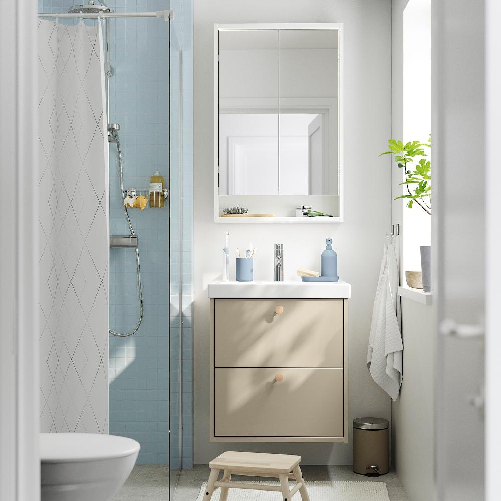 IKEA HAVBÄCK Waschbeckenschrank mit Schubladen beige 60x48x63 cm Kostenloser Versand