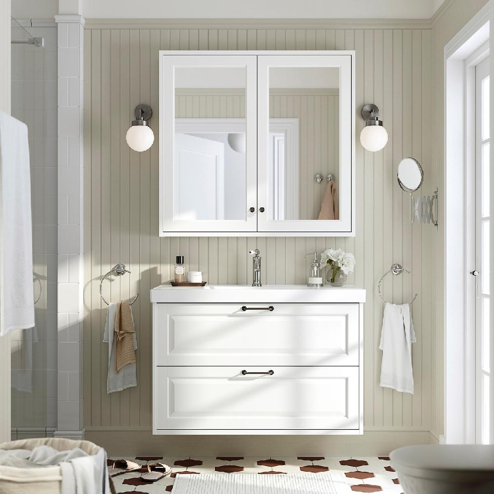 IKEA TÄNNFORSEN / ORRSJÖN Waschbschr+Schubladen/Waschb/Mibatt weiß 102x49x69 cm Sonderangebot
