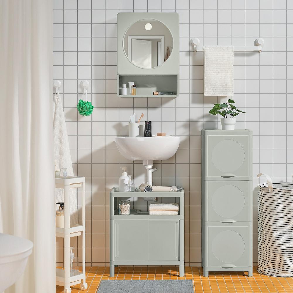 IKEA IVÖSJÖN Waschbeckenunterschrank mit Schiebetüren/grün 50x33x57 cm Rabatt