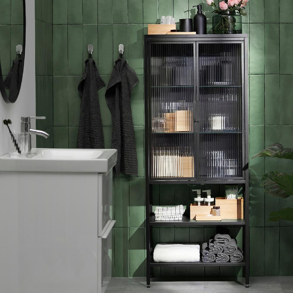 IKEA MOSSJÖN Vitrine 2-türig anthrazit 60x34x146 cm Black Friday