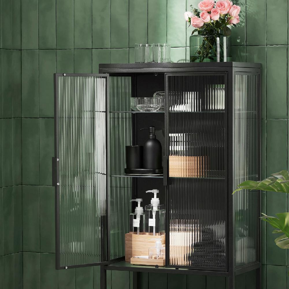IKEA MOSSJÖN Vitrine 2-türig anthrazit 60x34x146 cm Black Friday
