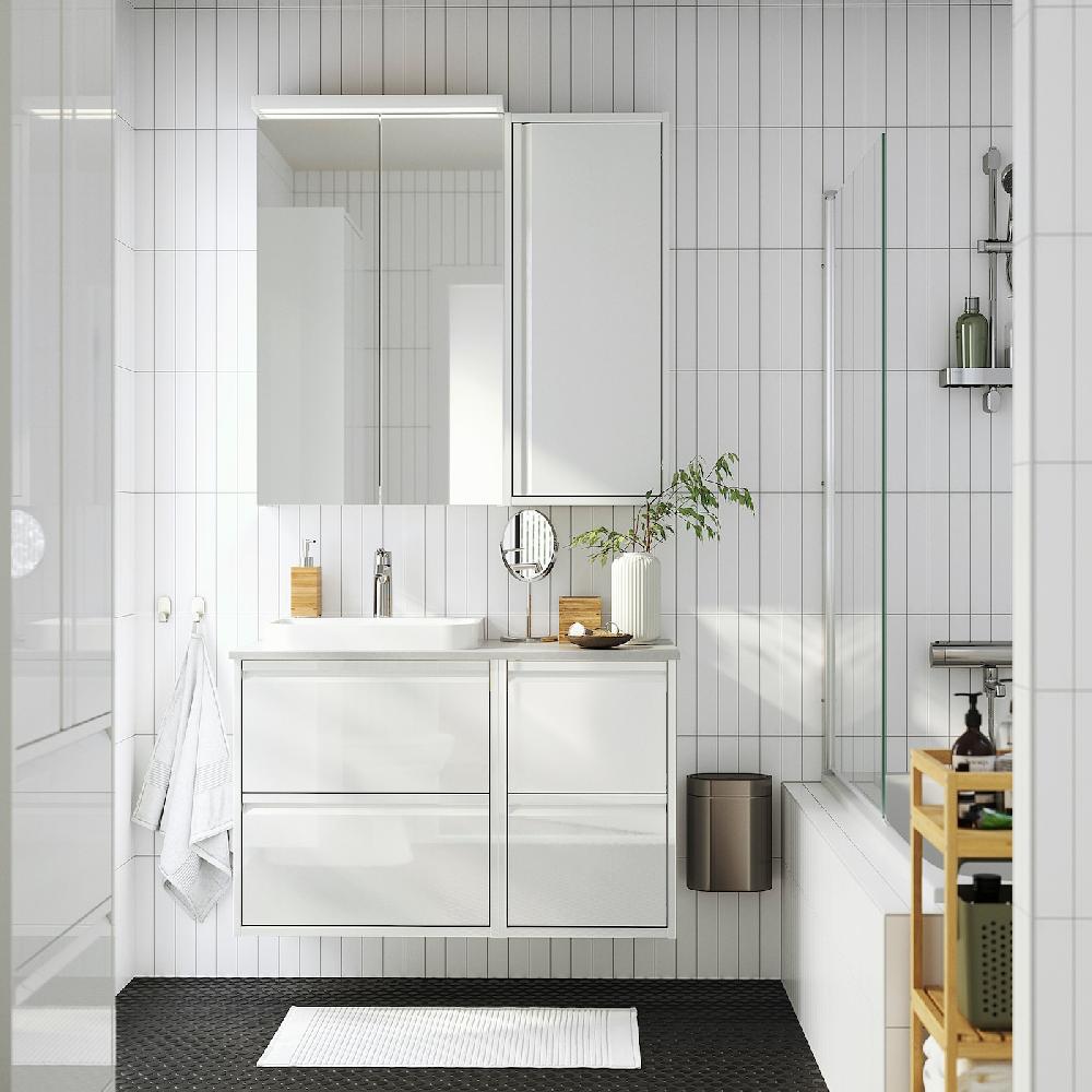 IKEA ÄNGSJÖN Wandschrank mit Tür Hochglanz weiß 40x15x95 cm Saisonale Angebote