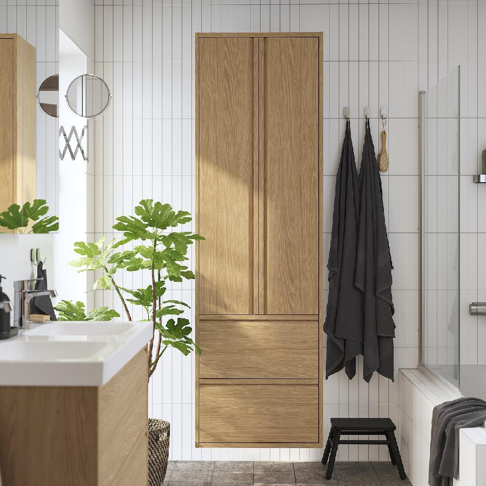 IKEA ÄNGSJÖN Hochschrank mit Türen/Schubladen Eichenachbildung 60x35x195 cm Tägliche Deals