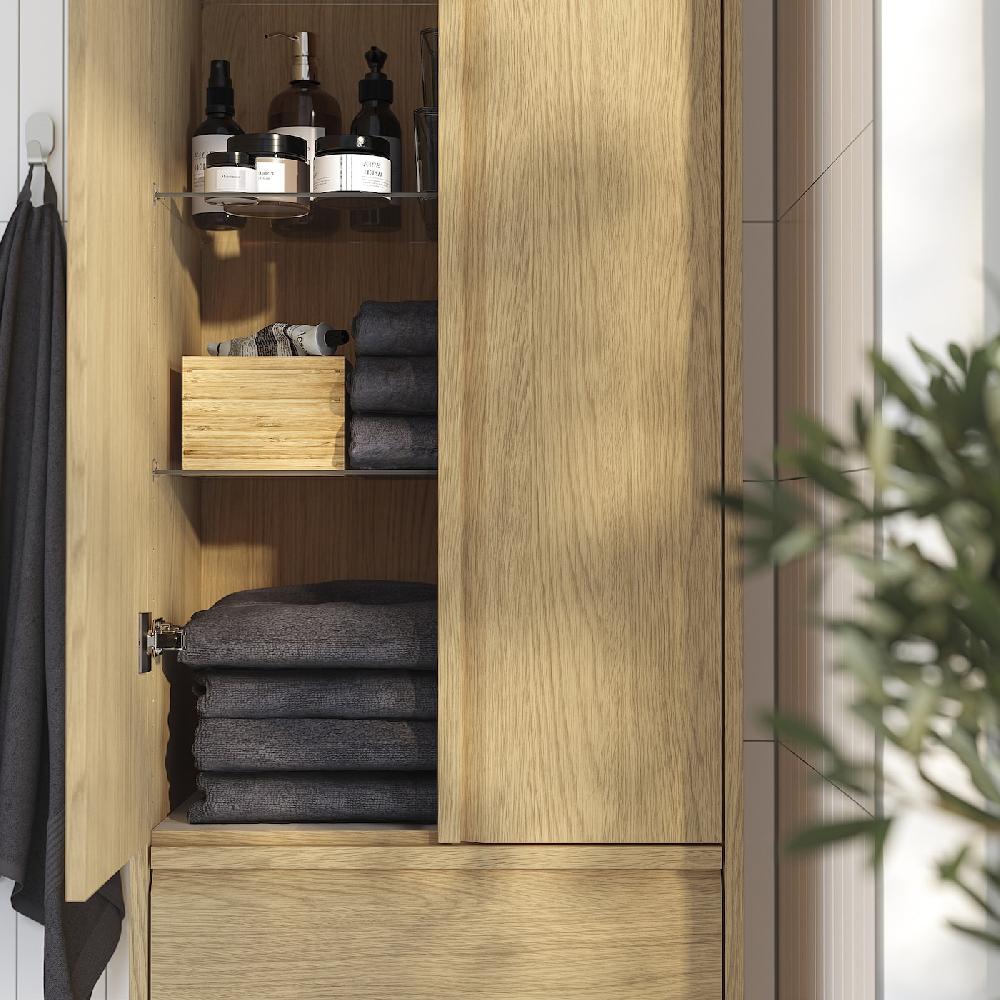 IKEA ÄNGSJÖN Hochschrank mit Türen/Schubladen Eichenachbildung 60x35x195 cm Tägliche Deals