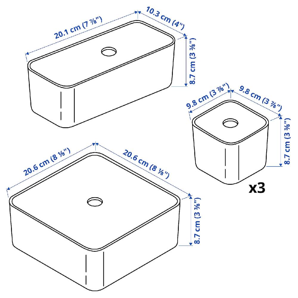 IKEA VISSLAÅN Kasten mit Deckel 5er-Set grau Wochenangebot