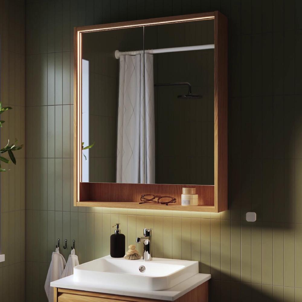 IKEA FAXÄLVEN Spiegelschrank mit Beleuchtung Eichenachbildung 60x15x95 cm Clearance-Verkauf
