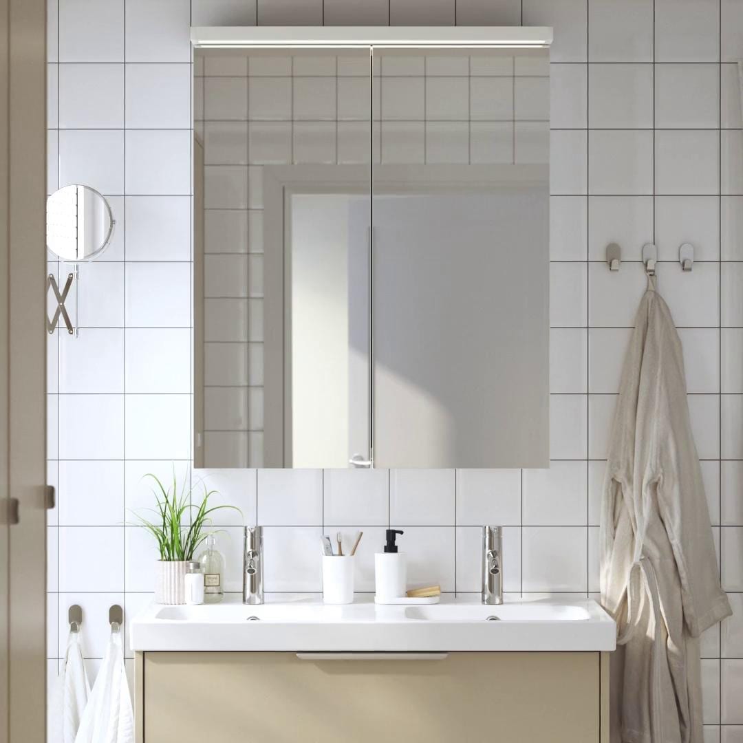 IKEA LETTAN Spiegelschrank mit Türen Spiegeleffekt/Spiegelglas 60x15x95 cm Speichern exportieren