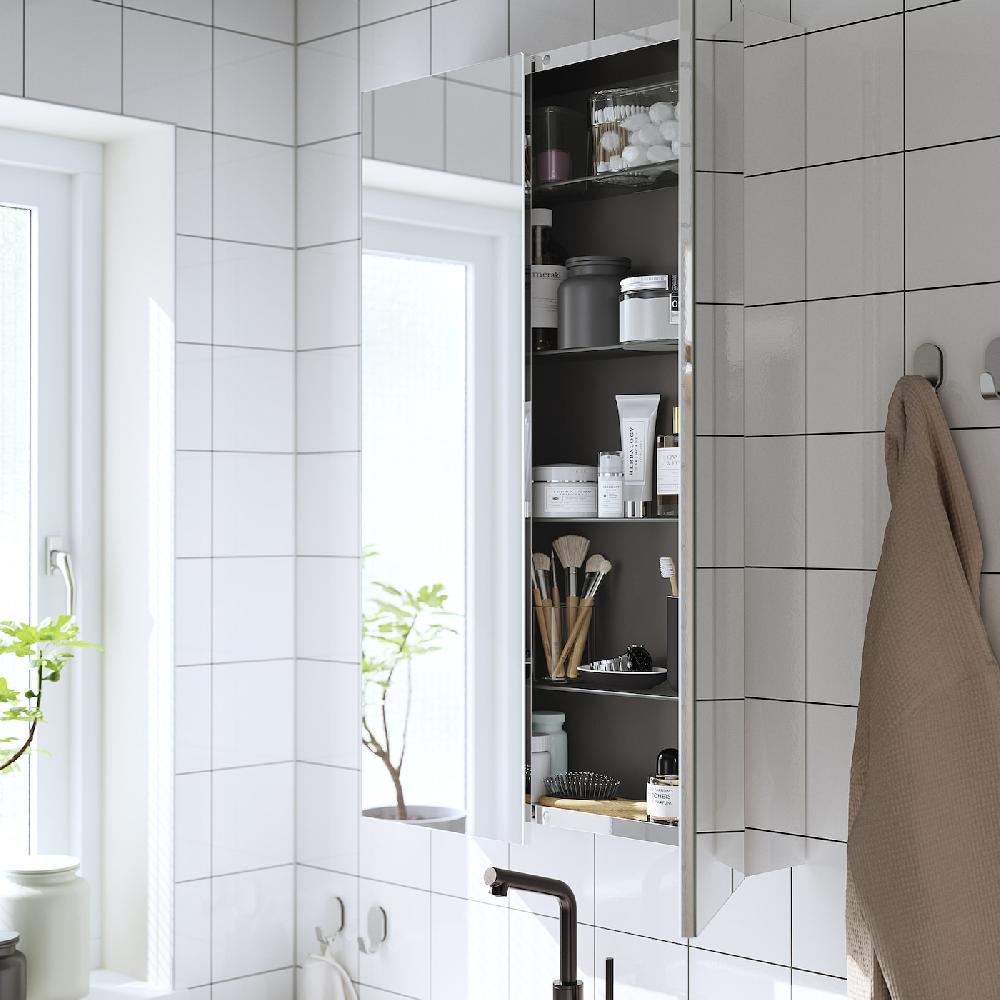 IKEA LETTAN Spiegelschrank mit Türen Spiegeleffekt/Spiegelglas 60x15x95 cm Speichern exportieren