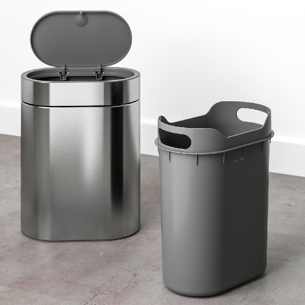 IKEA BROGRUND Abfalleimer mit Druckdeckel Edelstahl 4 l Kostenloser Versand