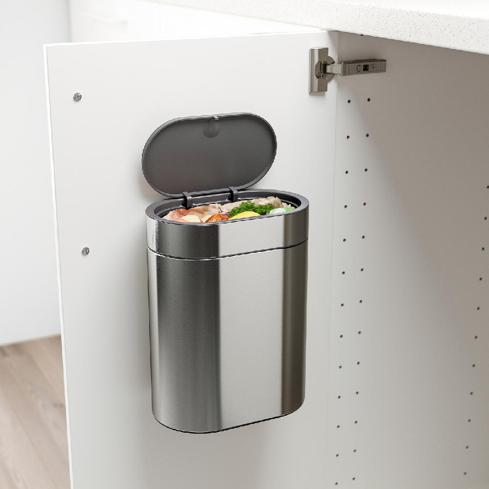 IKEA BROGRUND Abfalleimer mit Druckdeckel Edelstahl 4 l Kostenloser Versand