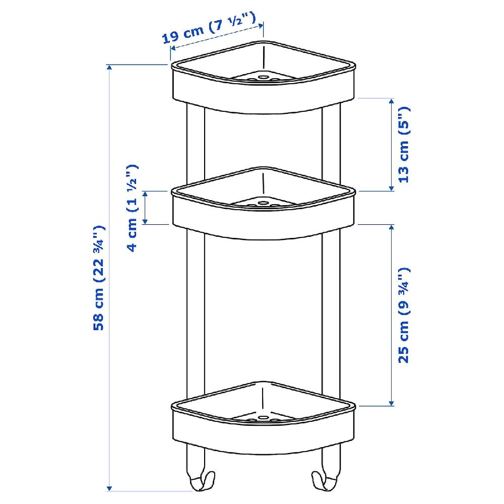 IKEA BROGRUND Wandeckregal Edelstahl 19x58 cm Fabrikpreis