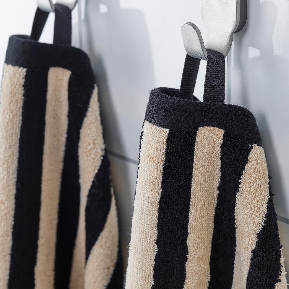 IKEA SLÅNHÖSTMAL Badetuch schwarz/hellbeige gestreift 70x140 cm Weihnachtsangebot