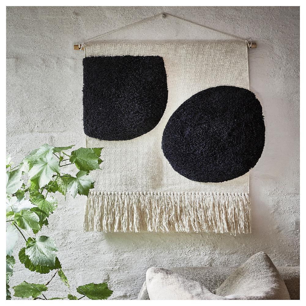 IKEA BLANDSKOG Wandteppich beige/schwarz 70x70 cm Sonderangebote