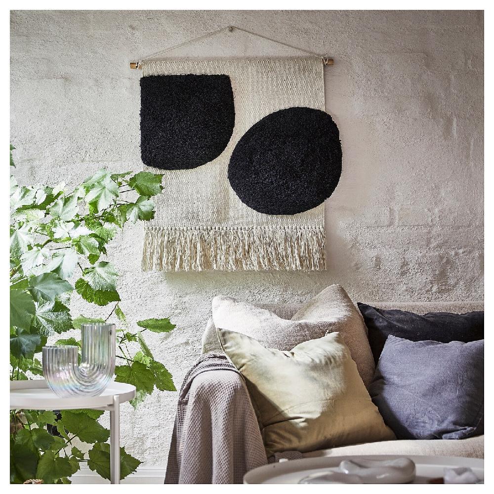 IKEA BLANDSKOG Wandteppich beige/schwarz 70x70 cm Sonderangebote