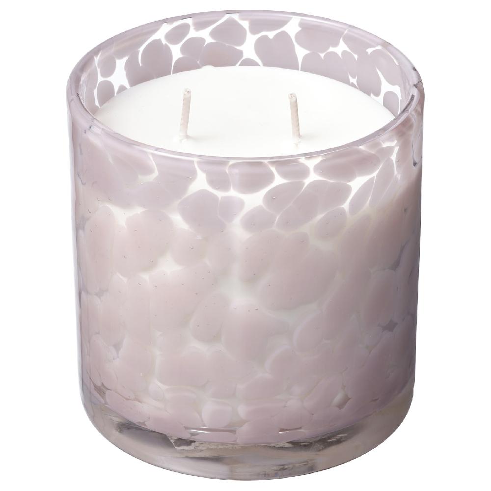 IKEA LUGNARE Duftkerze im Glas 2 Dochte Jasmin/hellrosa 50 Std Kostenlose Rückgabe