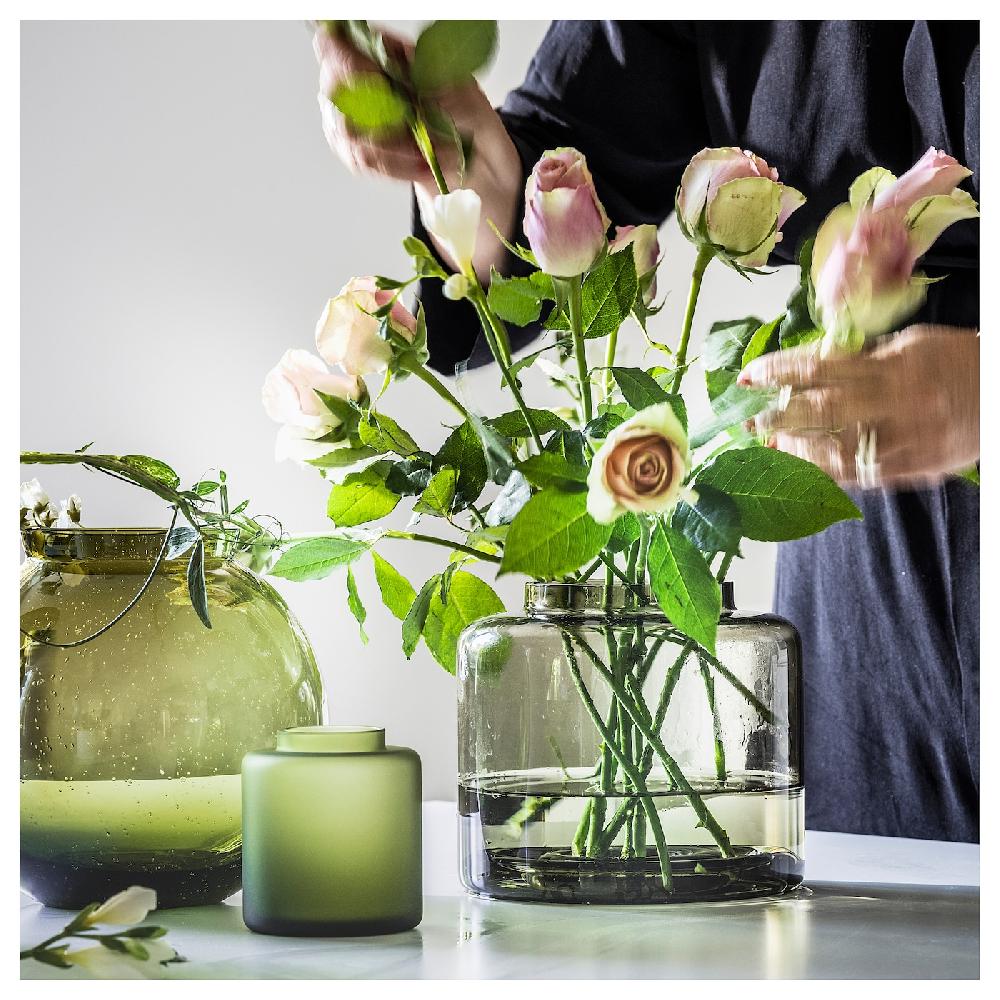 IKEA KONSTFULL Vase grünbraun 16 cm Begrenzt auf 3 Tage