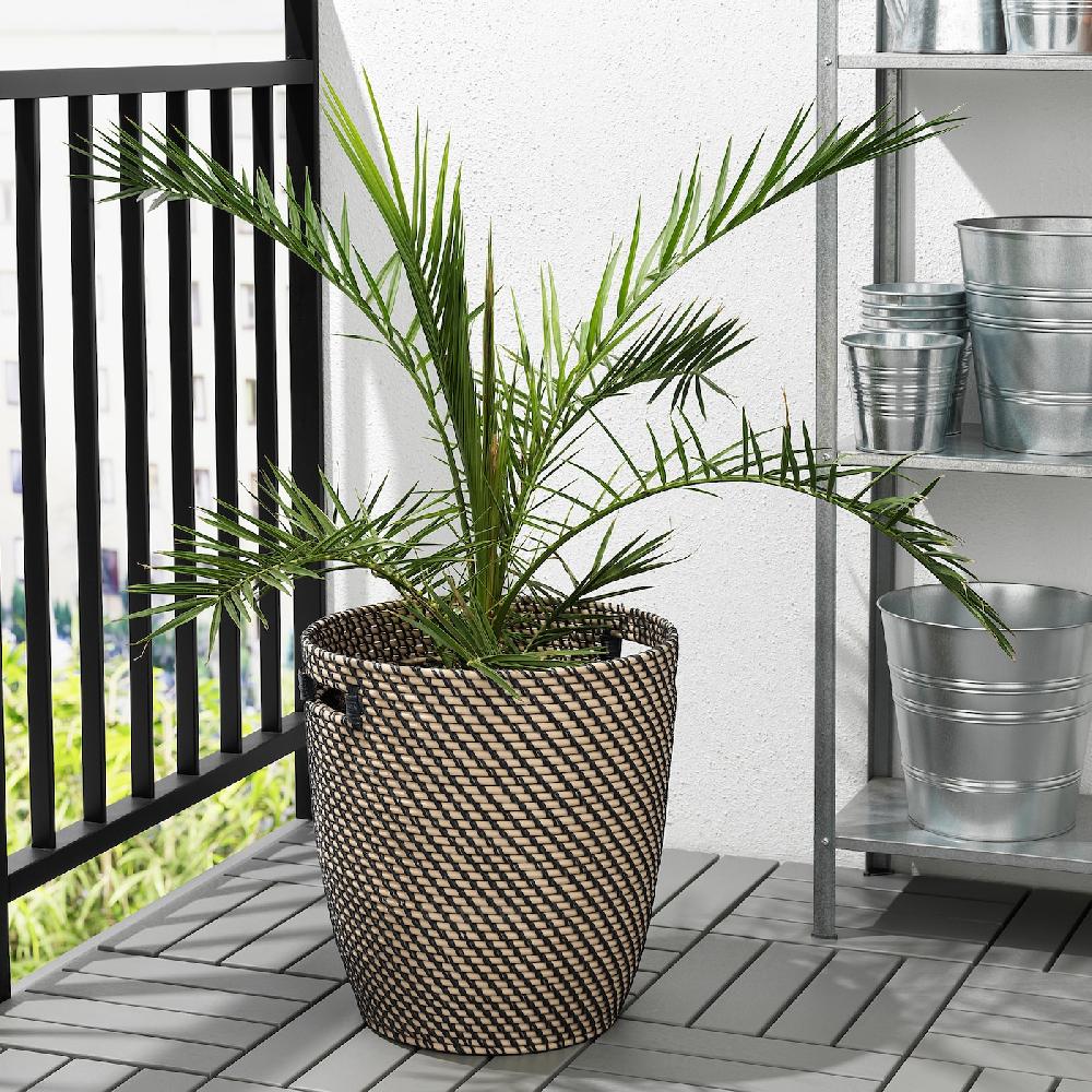 IKEA RÅGKORN Übertopf drinnen/draußen dunkelgrau/beige 32 cm Black Friday