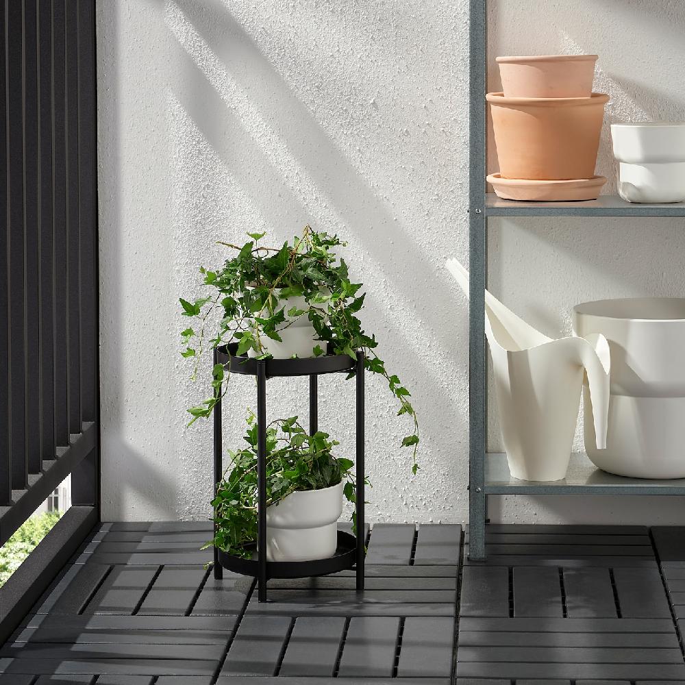 IKEA OLIVBLAD Blumenständer drinnen/draußen schwarz 35 cm Lagerräumung