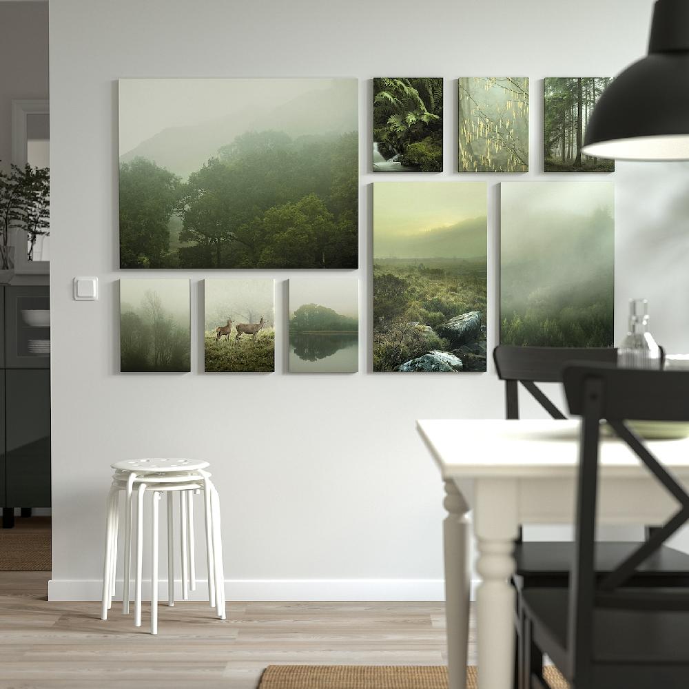 IKEA PJÄTTERYD Bild 9er-Set Nebel im Wald 179x112 cm Saisonale Angebote