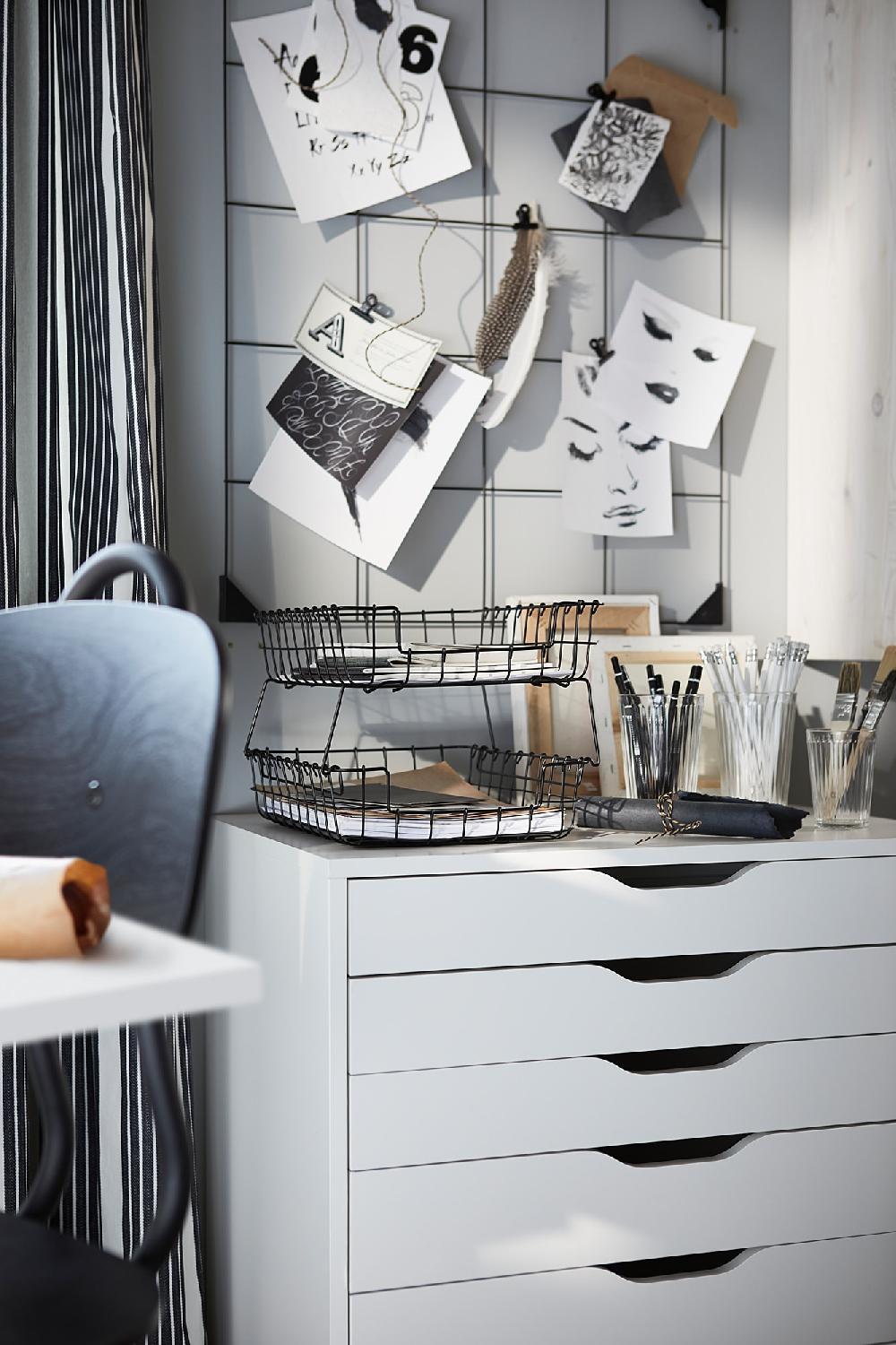 IKEA SÖSDALA Notizgitter mit Clips schwarz 60x75 cm Begrenzte Freigabe