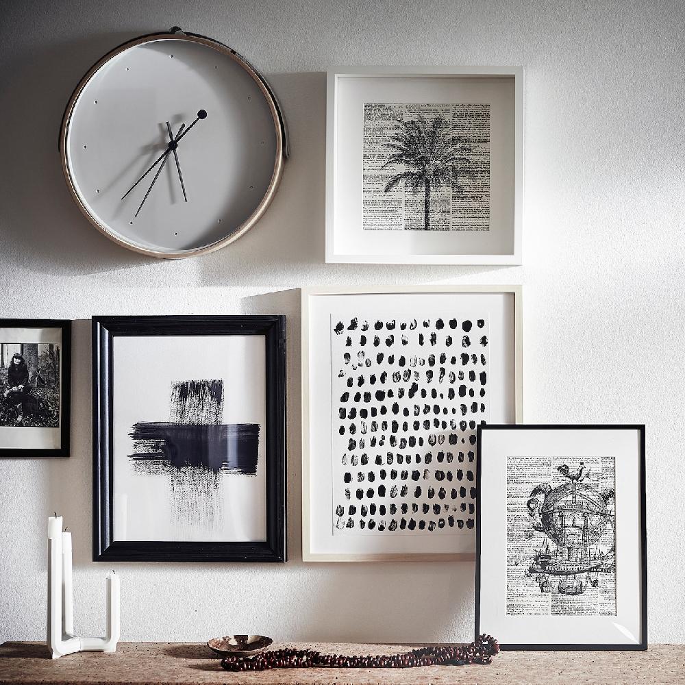 IKEA ROTBLÖTA Wanduhr Eschenfurnier/hellgrau 42 cm zollfrei