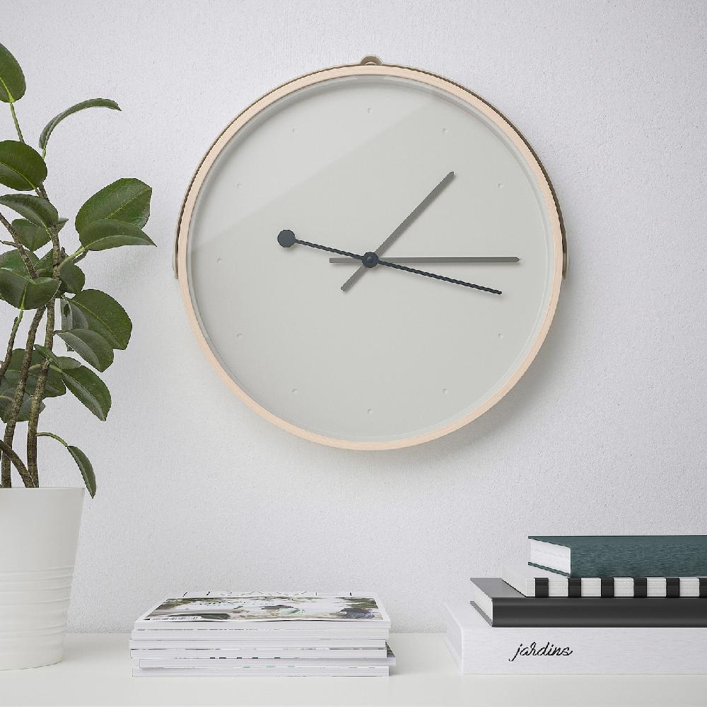 IKEA ROTBLÖTA Wanduhr Eschenfurnier/hellgrau 42 cm zollfrei