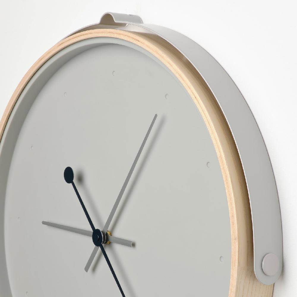 IKEA ROTBLÖTA Wanduhr Eschenfurnier/hellgrau 42 cm zollfrei