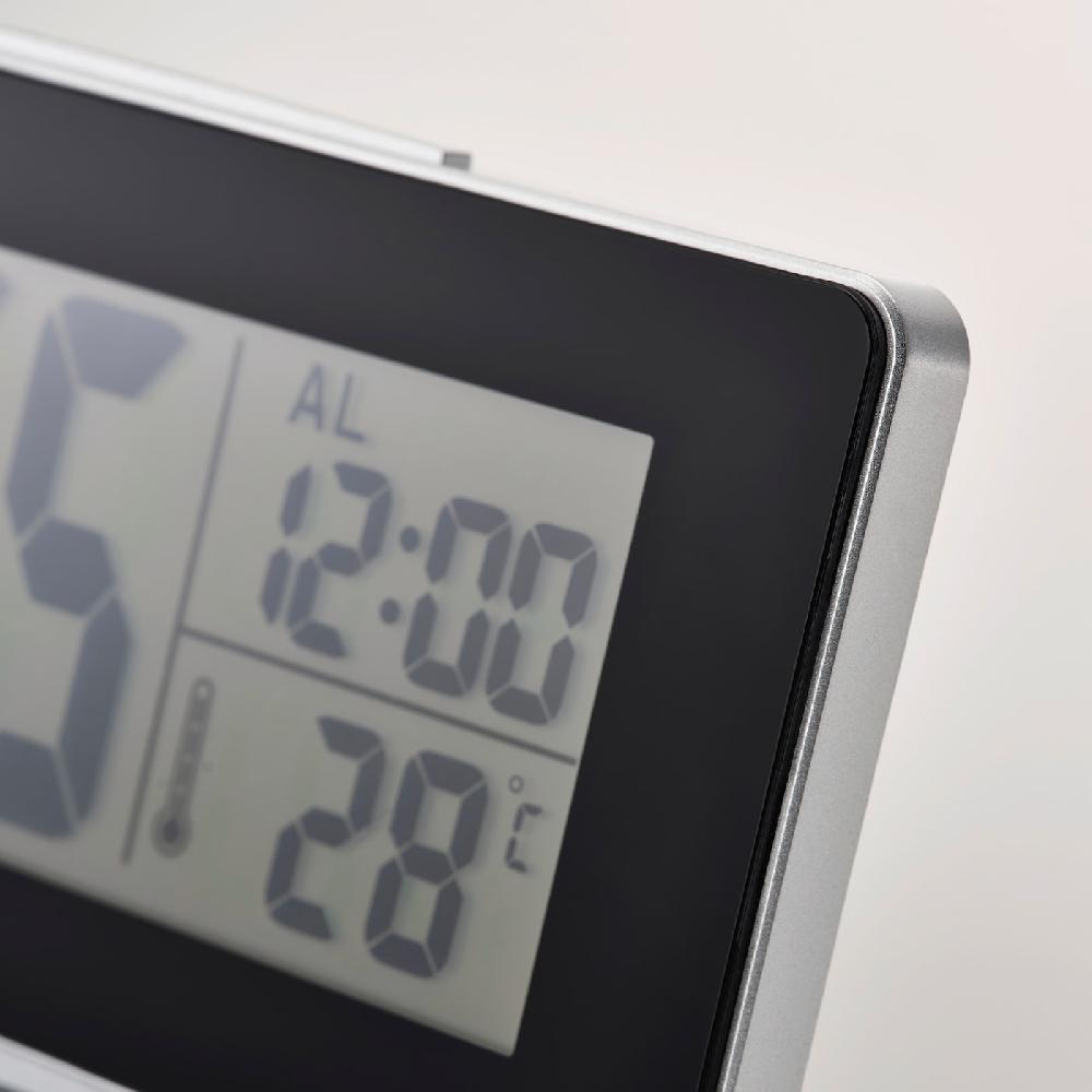 IKEA FILMIS Uhr/Thermometer/Wecker schwarz 16.5x9 cm Online