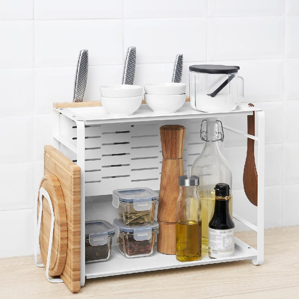 IKEA AVSTEG Miniregal für Arbeitsplatte Bambus/weiß 40x21 cm Günstiger Verkauf