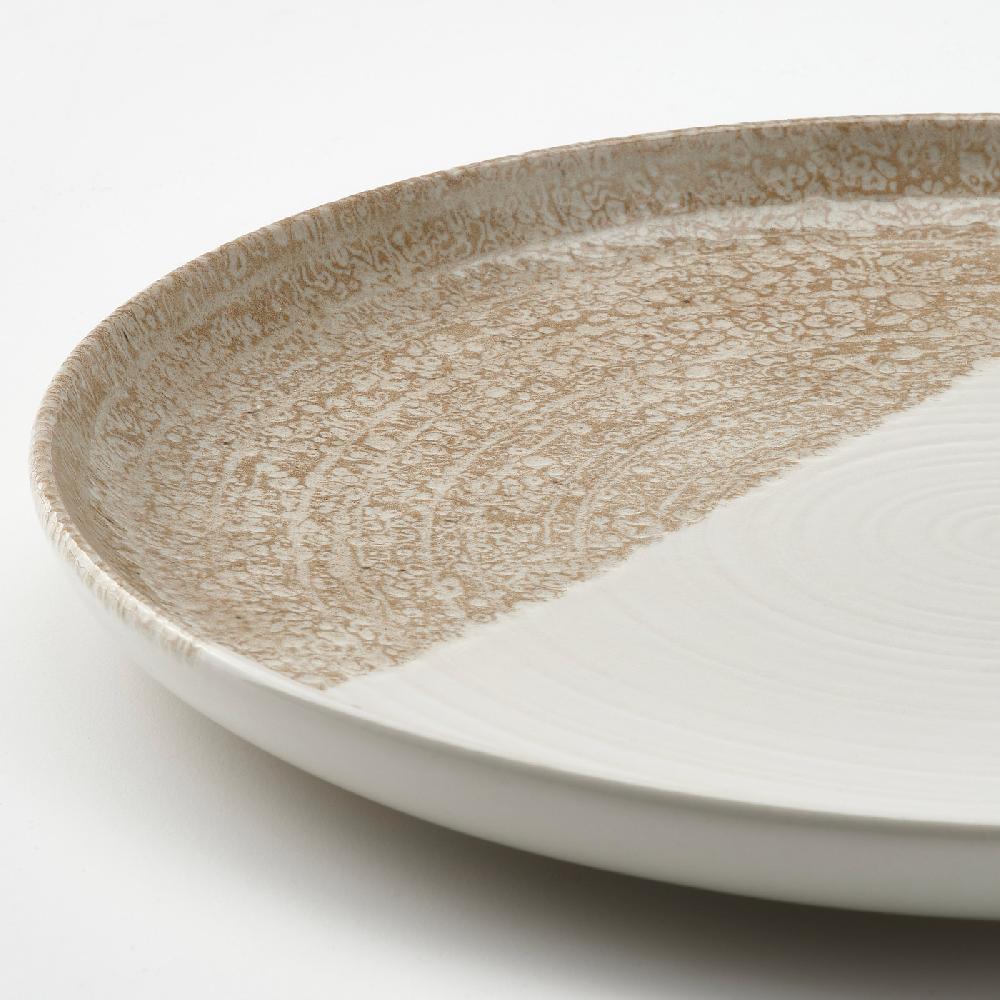 IKEA KRUSTISTEL Teller gemustert/hellbeige 25 cm Flash Sale