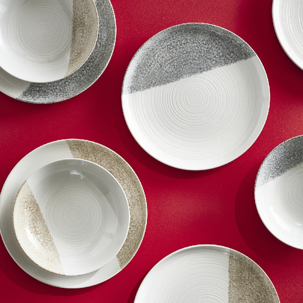 IKEA KRUSTISTEL Teller gemustert/hellbeige 25 cm Flash Sale