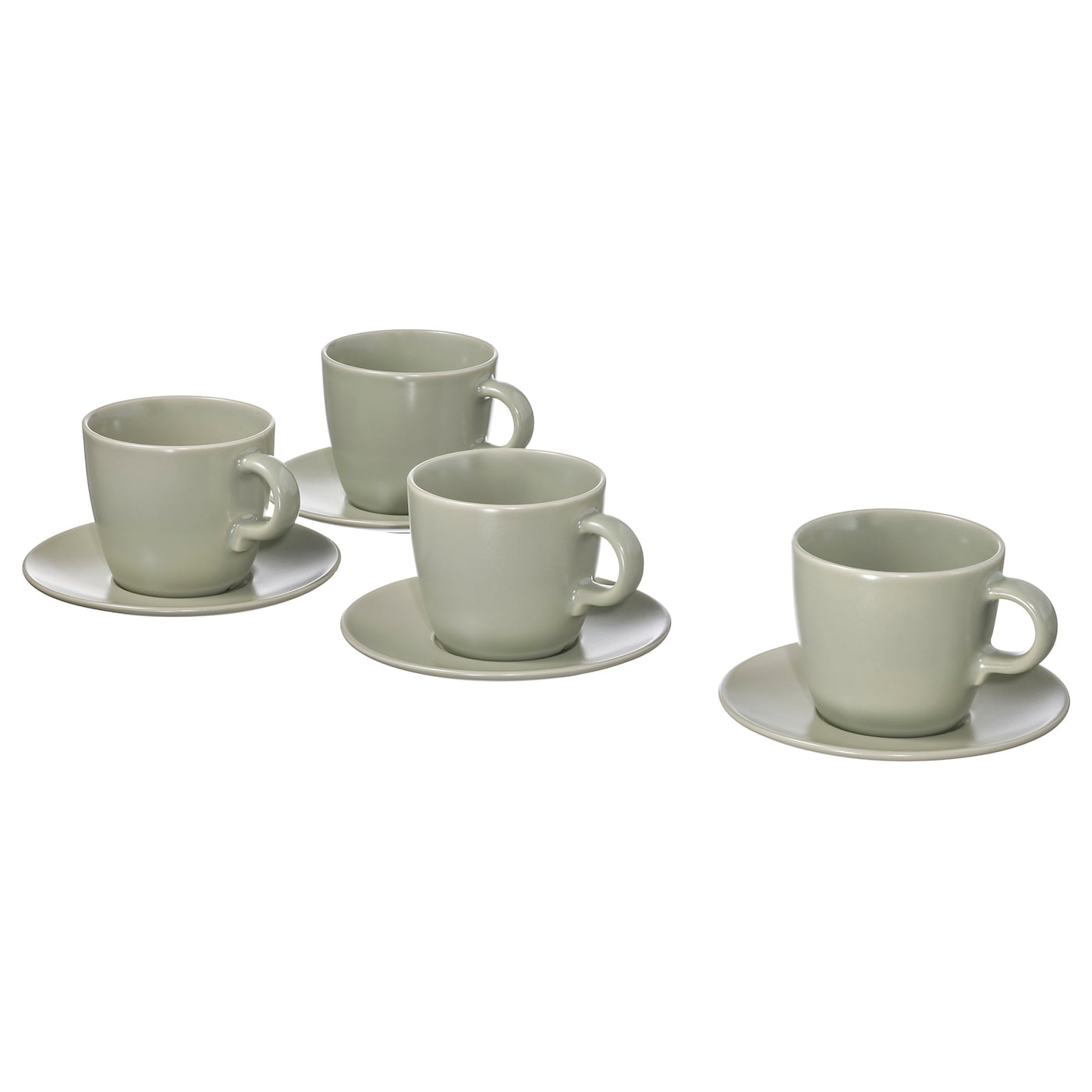 IKEA FÄRGKLAR Tasse mit Untertasse mattiert grün 25 cl Saisonschlussverkauf